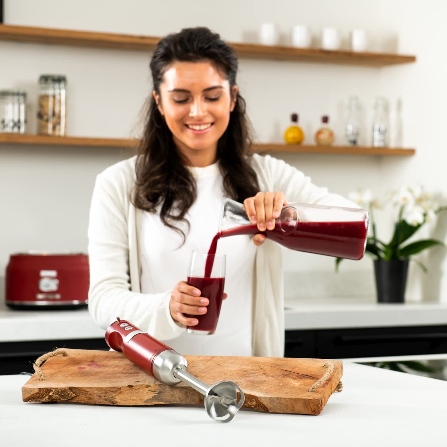 WESTINGHOUSE Retro Blender 600W 4 Prędkości Turbo Stal Czerwony — miniatura 6