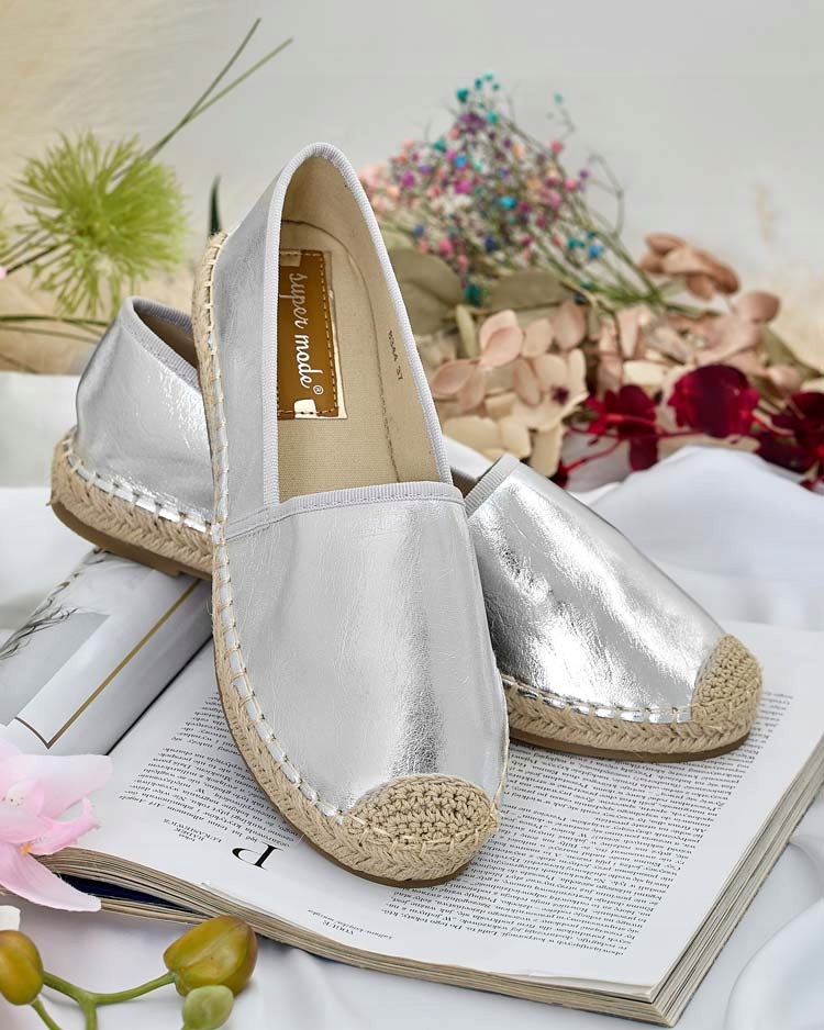 SREBRNE ESPADRYLE DAMSKIE DIMALLE 37 Oryginalne opakowanie producenta pudełko