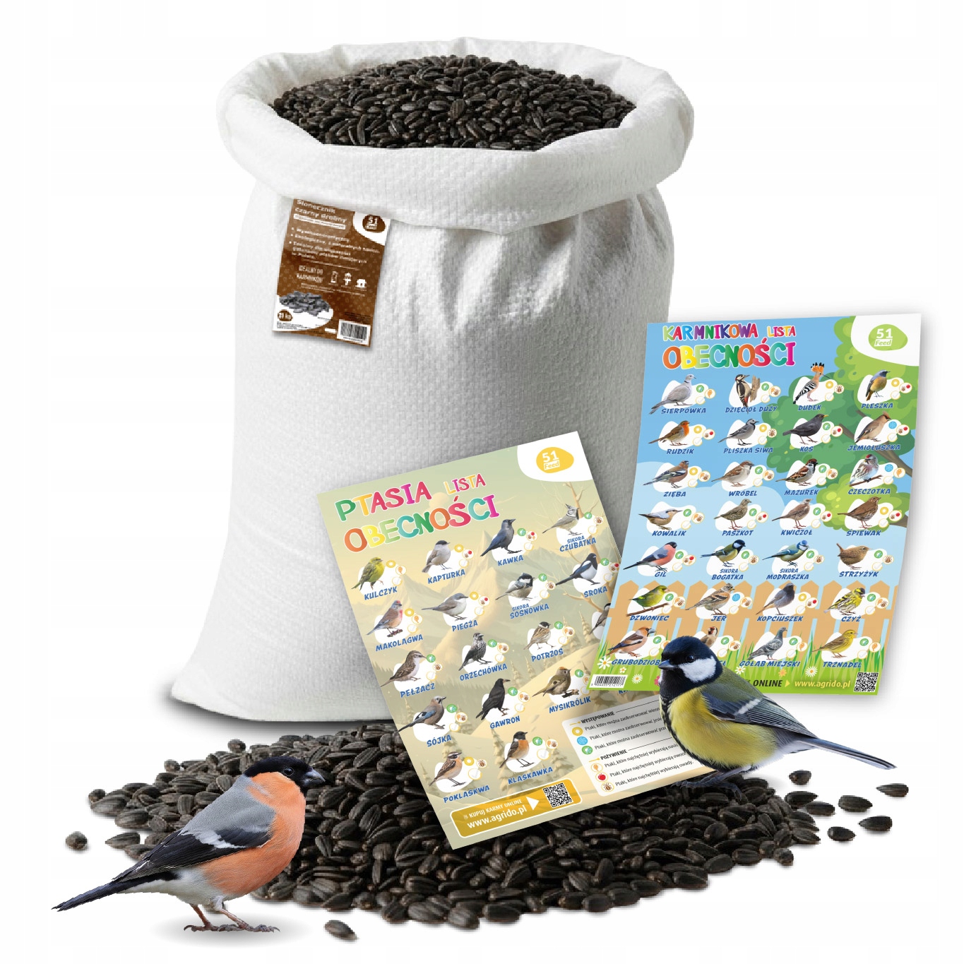 Levně Slunečnicové Krmivo Krmná Směs Pro Ptáky 20 kg Do Krmítka Plakát