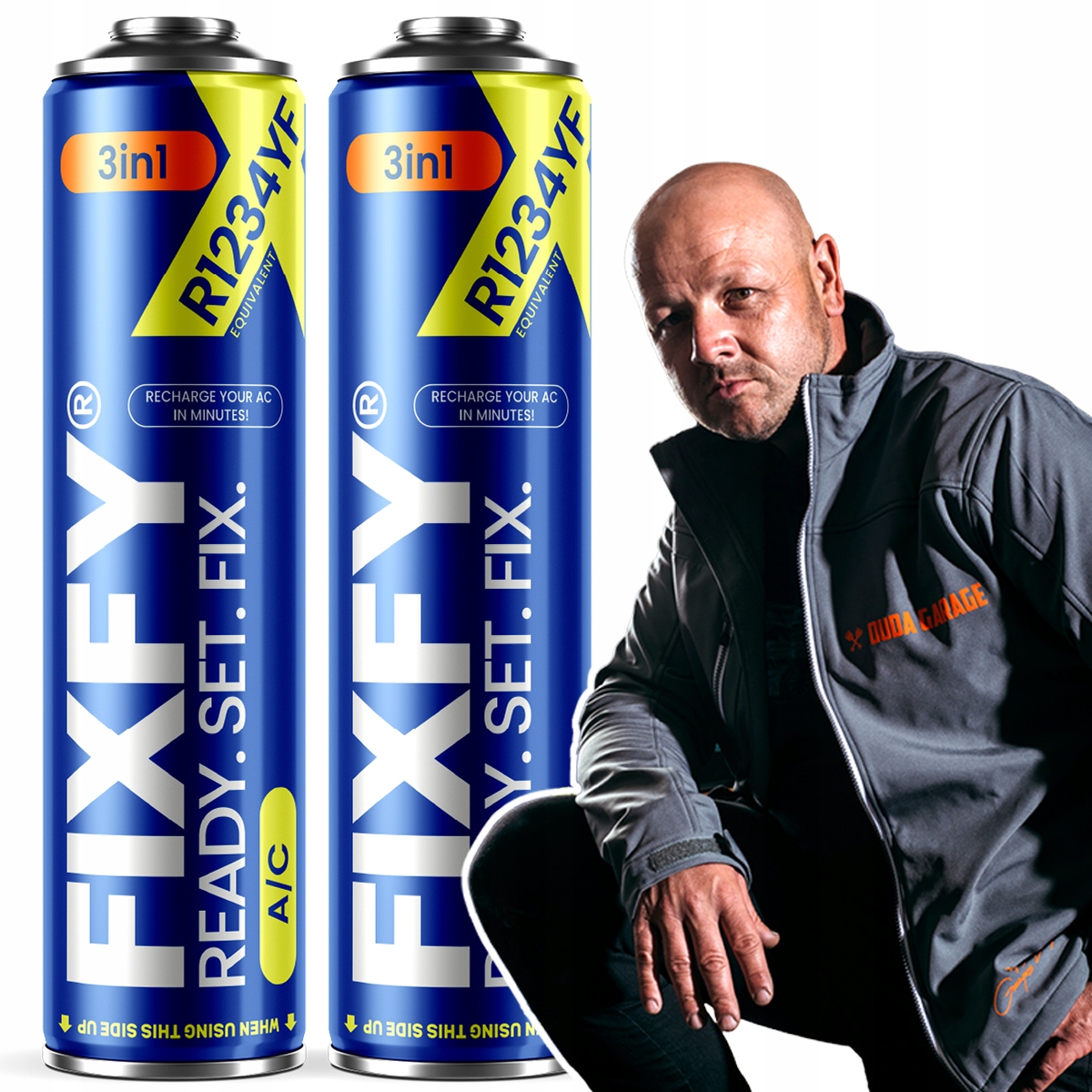 Plyn na nabití klimatizace Fixfy 3v1 500ml 2x Velká Plechovka 70% R1234yf