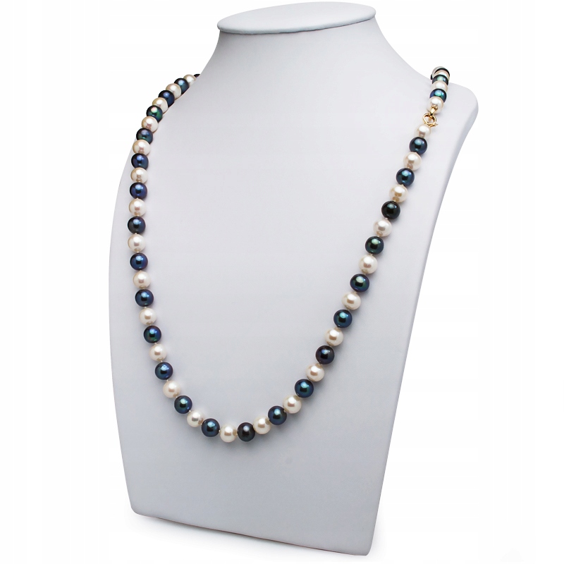Zlatý Náhrdelník 86 cm Z Bílých A Tmavých Perel