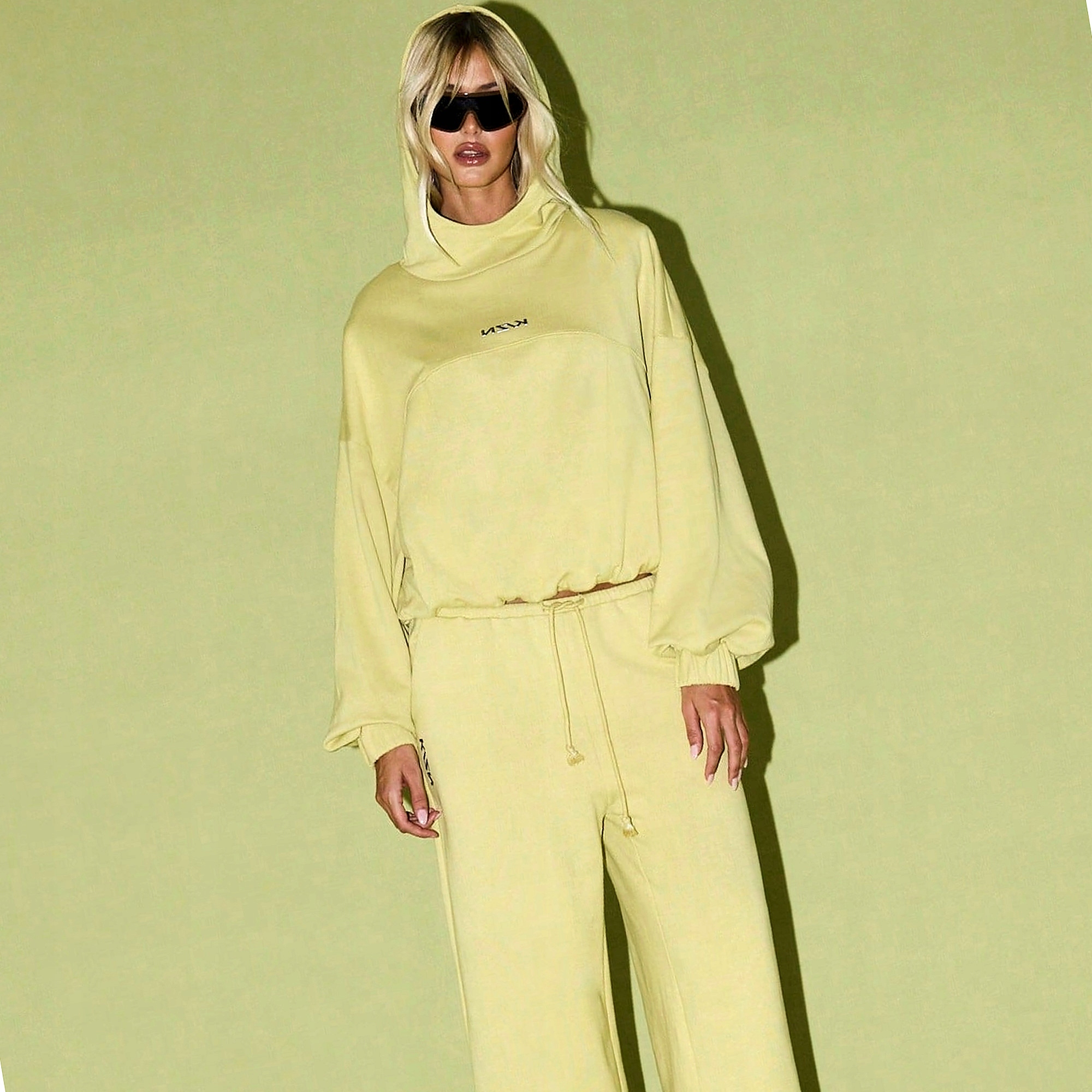 Dámské sportovní kalhoty Wide Leg Cotton Nízký stav Khaki L 40