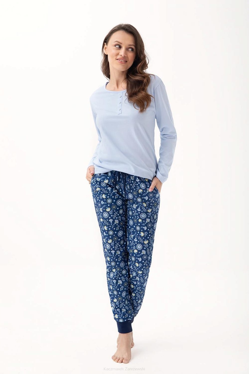 Dámské Pyžamo-luna 334-VEL. 3XL 46 bavlna modrá