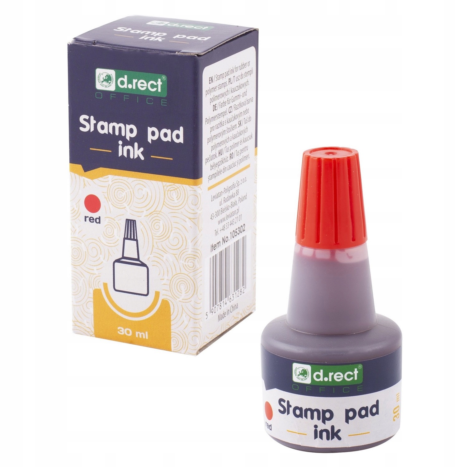 Tusz do stempli D.RECT czerwony 30ml do pieczątek