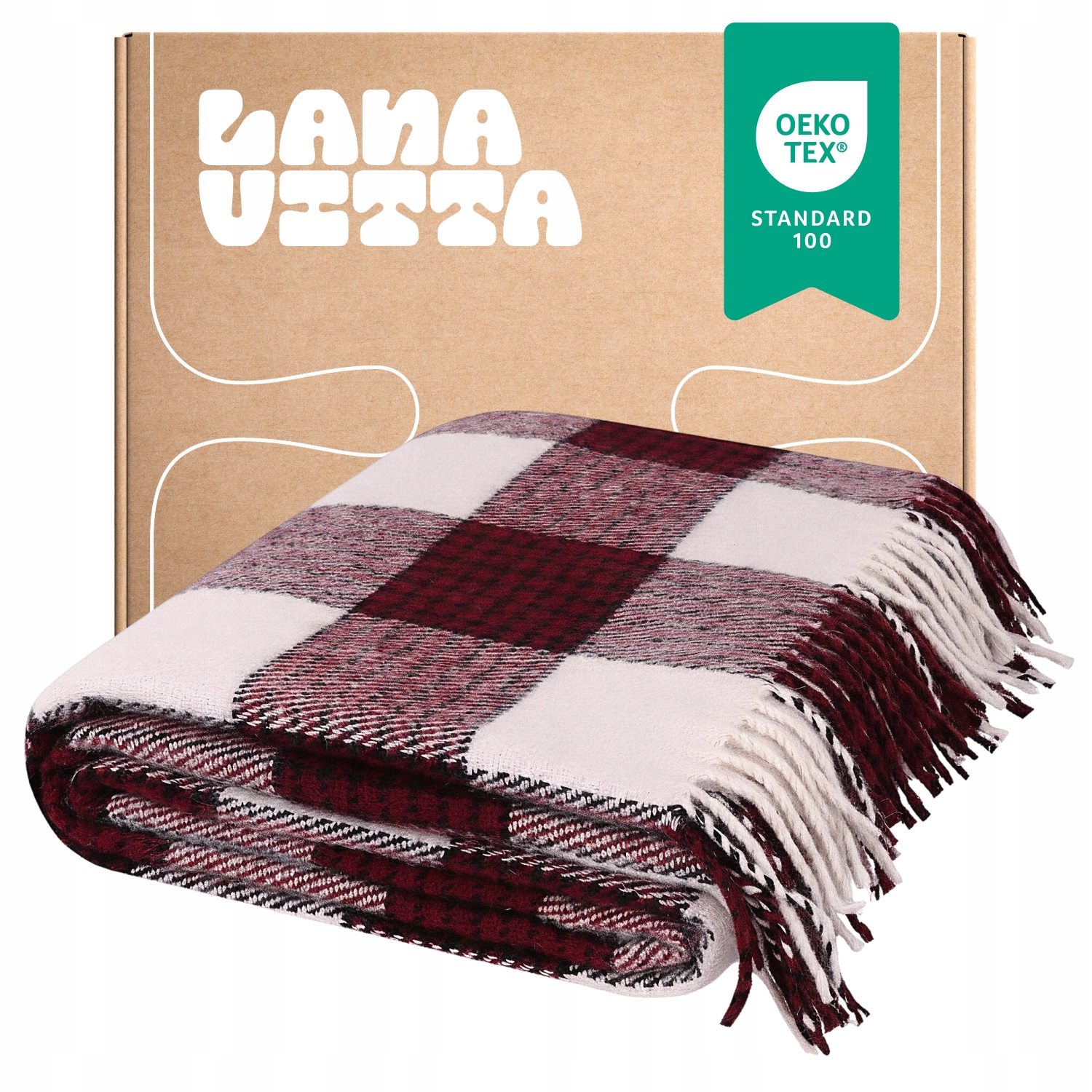 Polovlněná deka Veronika Přehoz na postel Pled Bordová 140х200 cm