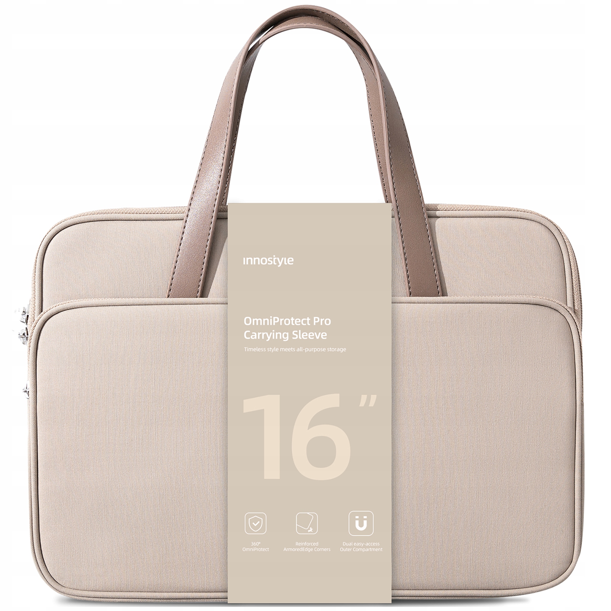 Innostyle Damska Torba Na Laptopa 15 6 16 Wodoodporna Omniprotect Beżowa