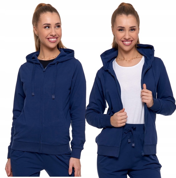 Bluza Damska Moraj Rozpinana Dresowa Gładka Z Kapturem Klasyczna S