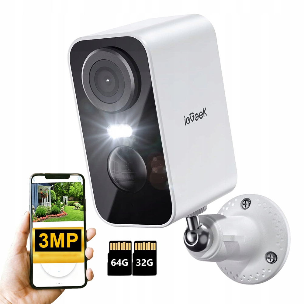 2K Wifi Kamera s akumulátorem 100% Bezdrátová Na Baterie 3MPX s kartou