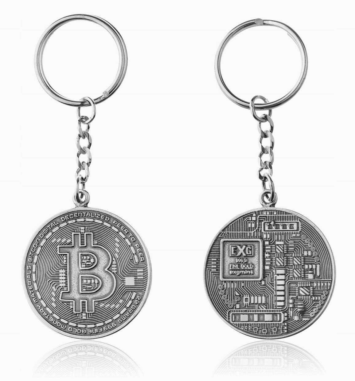 Stříbrný Přívěsek Na Klíče Na Klíče Oxidovaný Bitcoin Stříbro 925