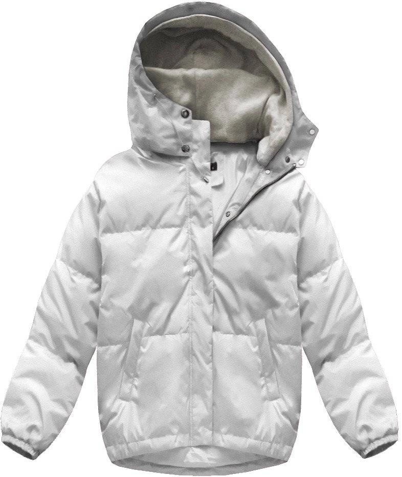 Krátká Oversize Bunda 7113 Bílá, Velikost (40)