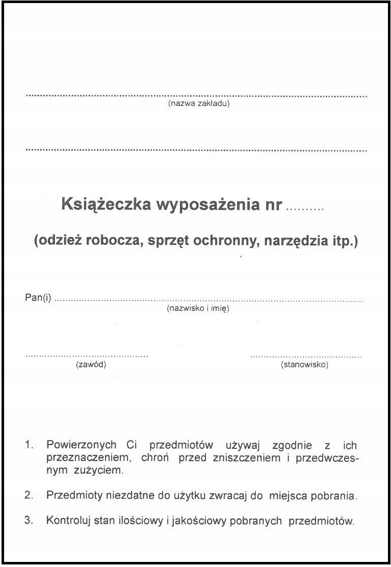 

Książeczka Wyposażenia