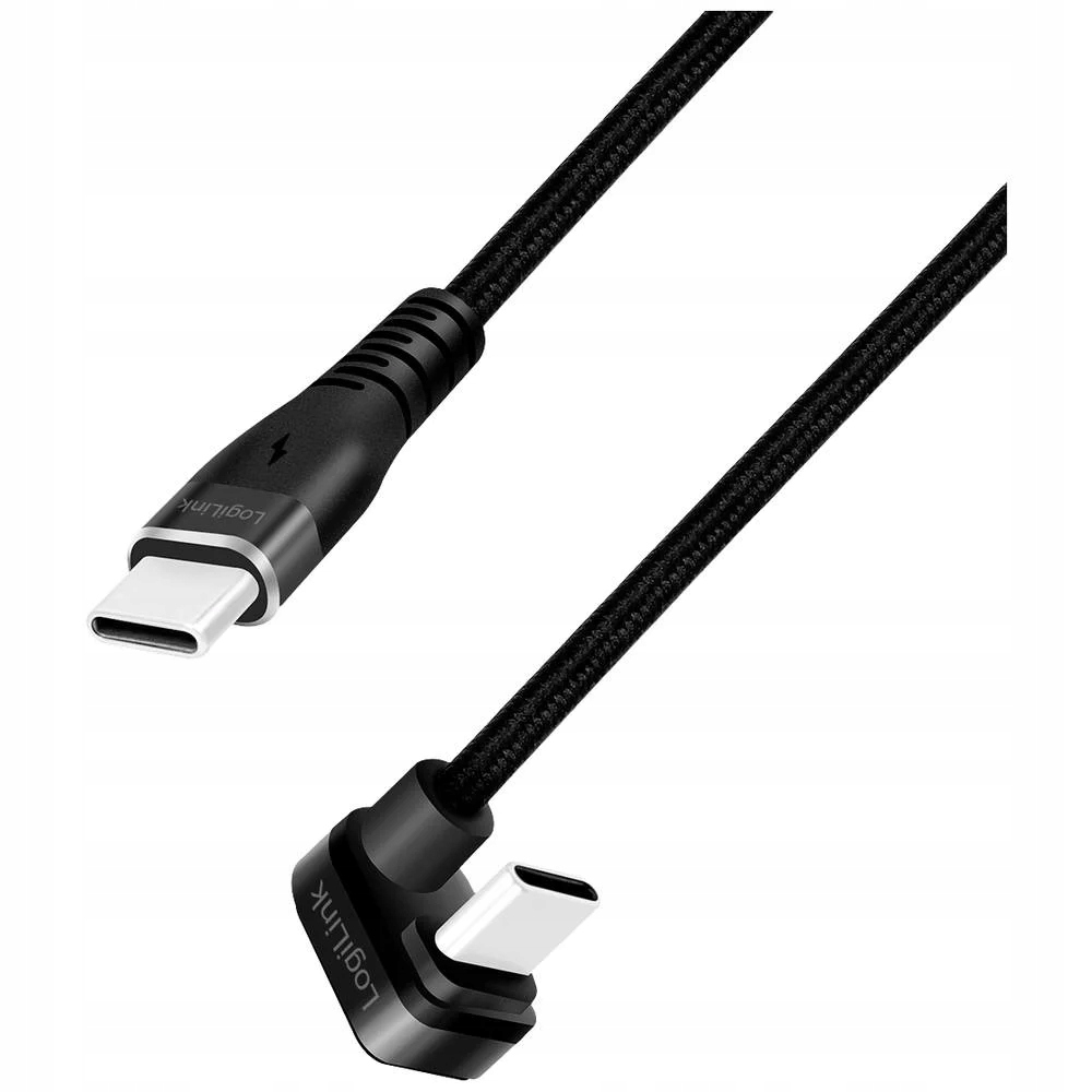 Kabel Usb 2.0 LogiLink CU0191 Usb-c Usb-c, M/M, kątowy, czarny, 2m
