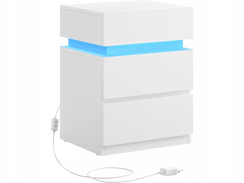 Stolik nocny z oświetleniem LED Defro biały
