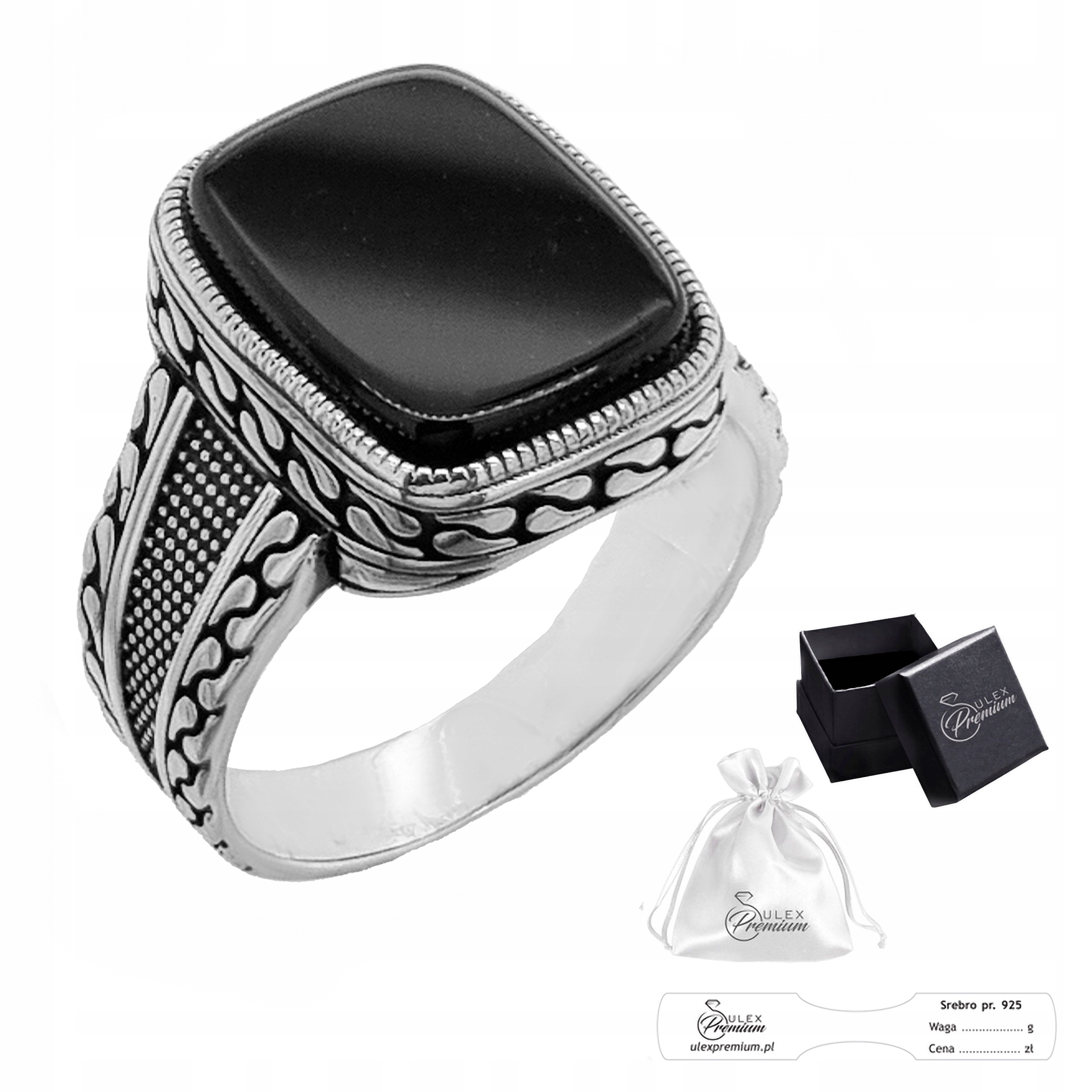 Pánský stříbrný signet ryzost 925 Prsten s onyxem pro něj Dárek vel.