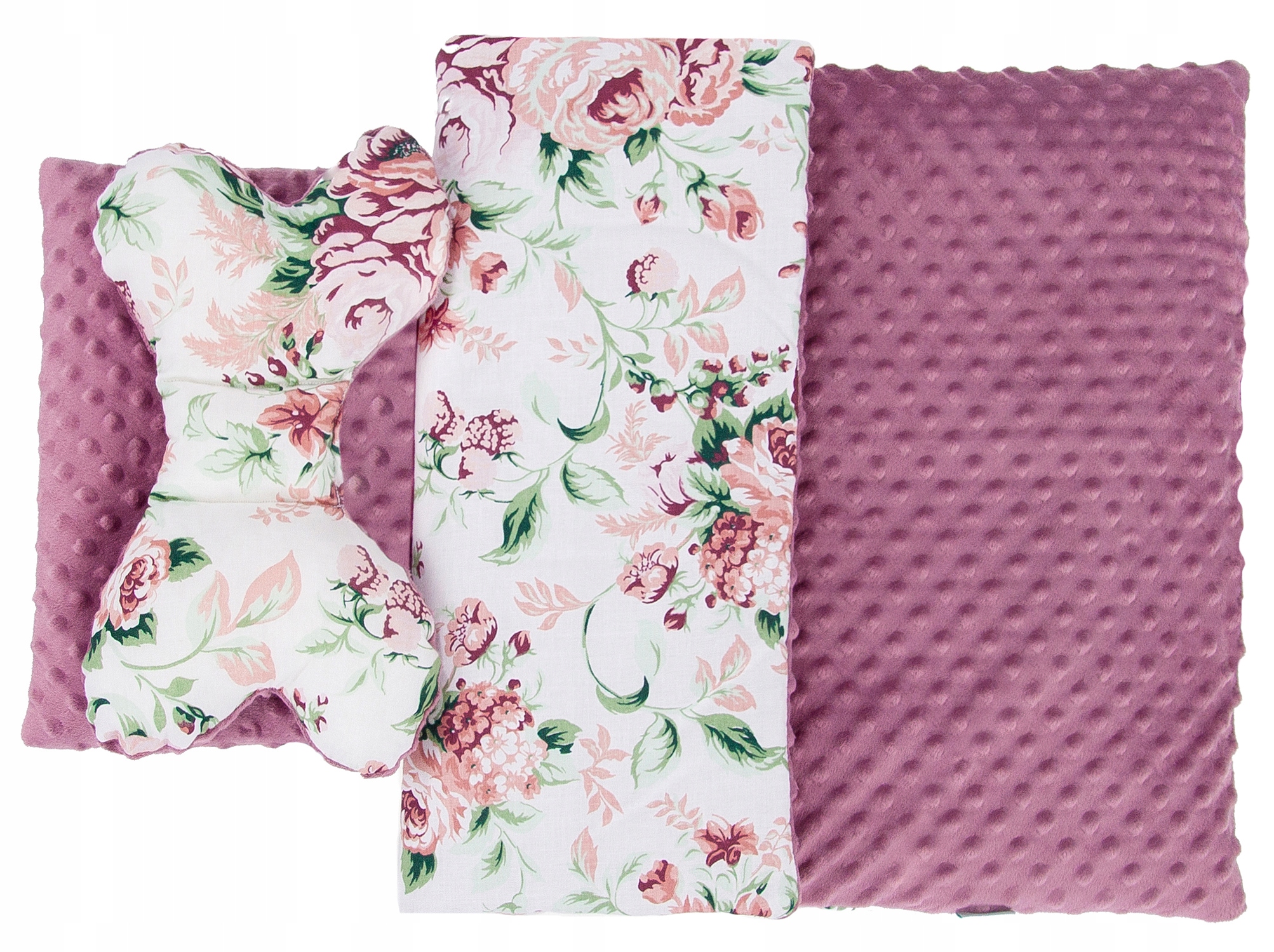 

Komplet 3CZ. Do Wózka Kocyk Poduszka Motylek Minky