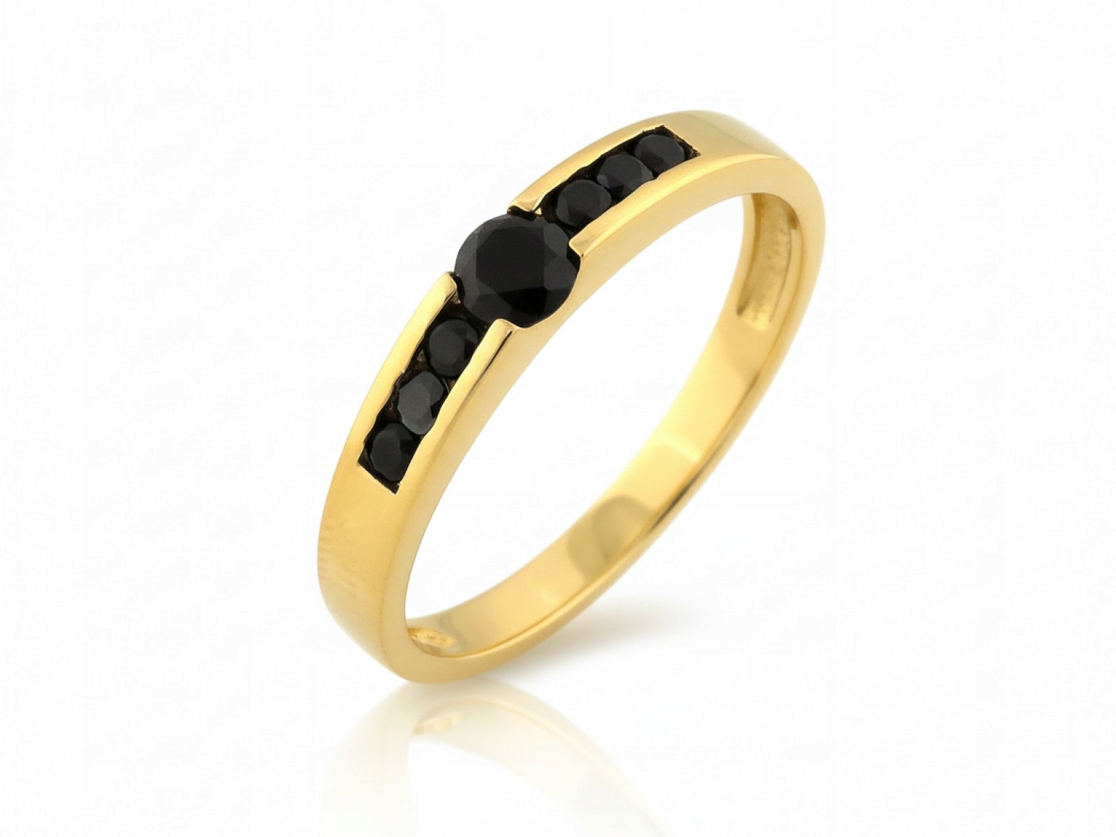 Elegantní zlatý prstýnek 585 s Černými zirkony, snubní prsten 2.04 g