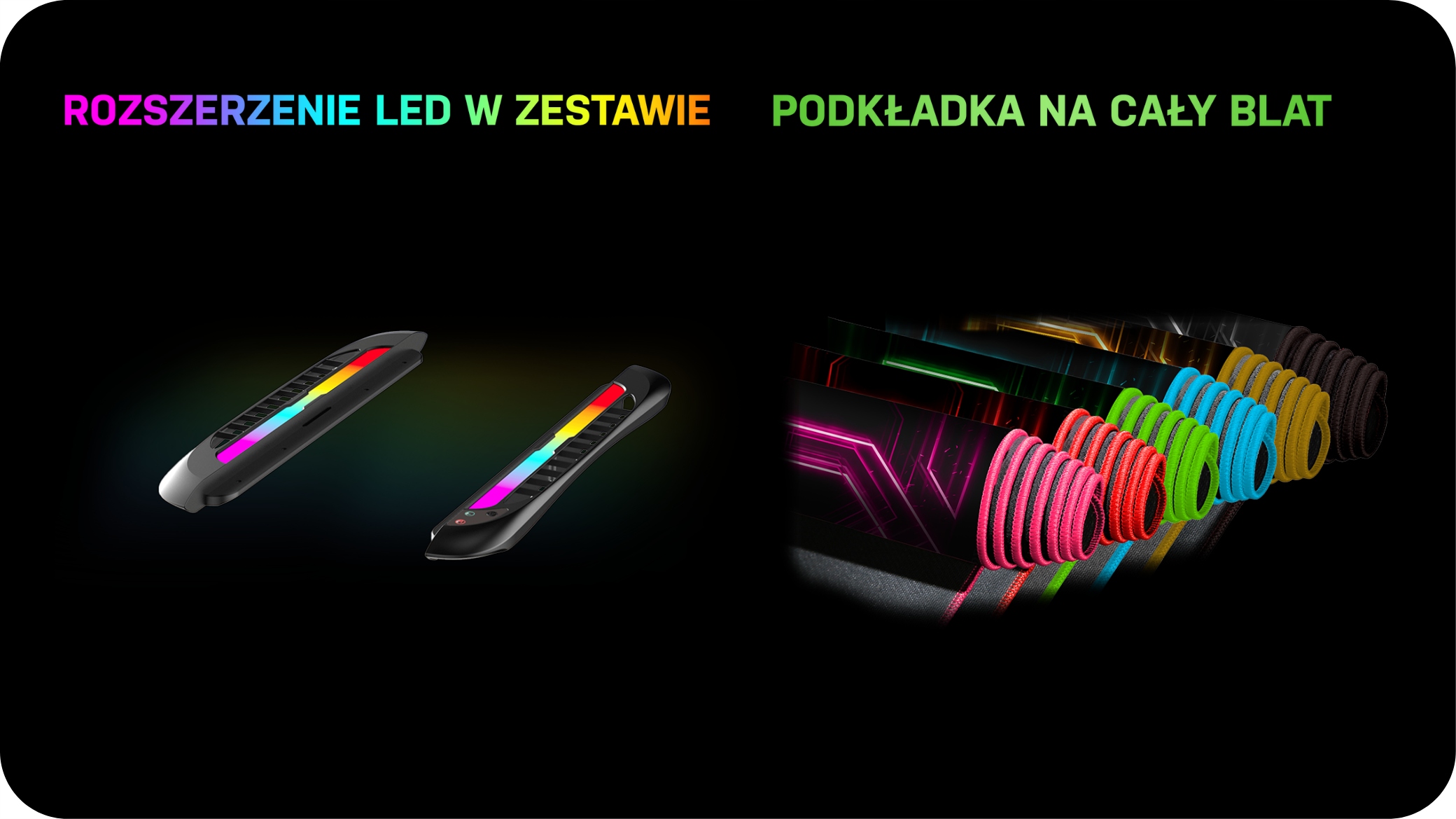 BIURKO KOMPUTEROWE GAMINGOWE 150x60cm ULTRADESK FRAG Gold LED RGB Podkładka Kolor blatu czarny