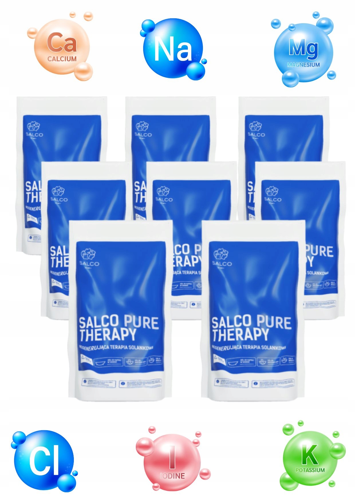 Sůl do koupele Salco Therapy Pure 8x1kg 8denní solná kúra