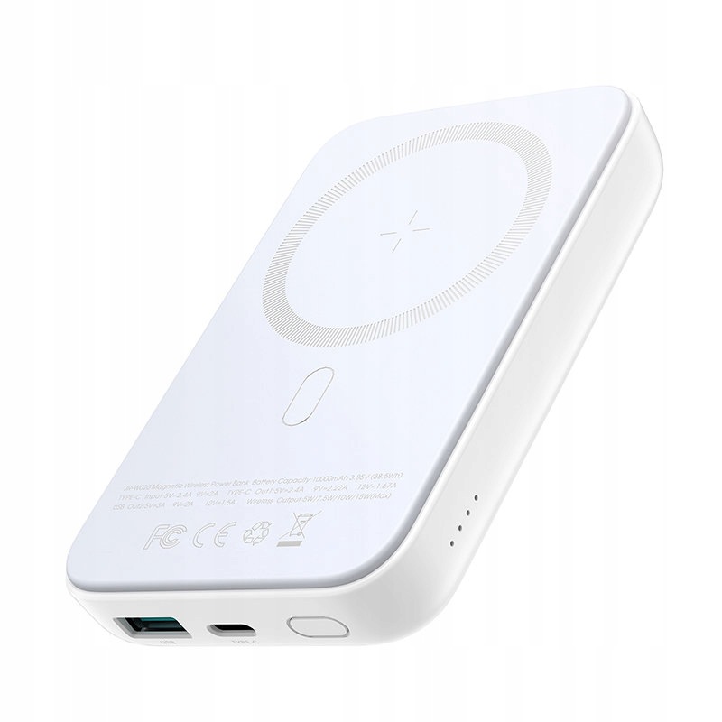 Mini Power Bank 10000 mAh magnetický s nabíječkou Qc Pd Usb Usb-c bílá