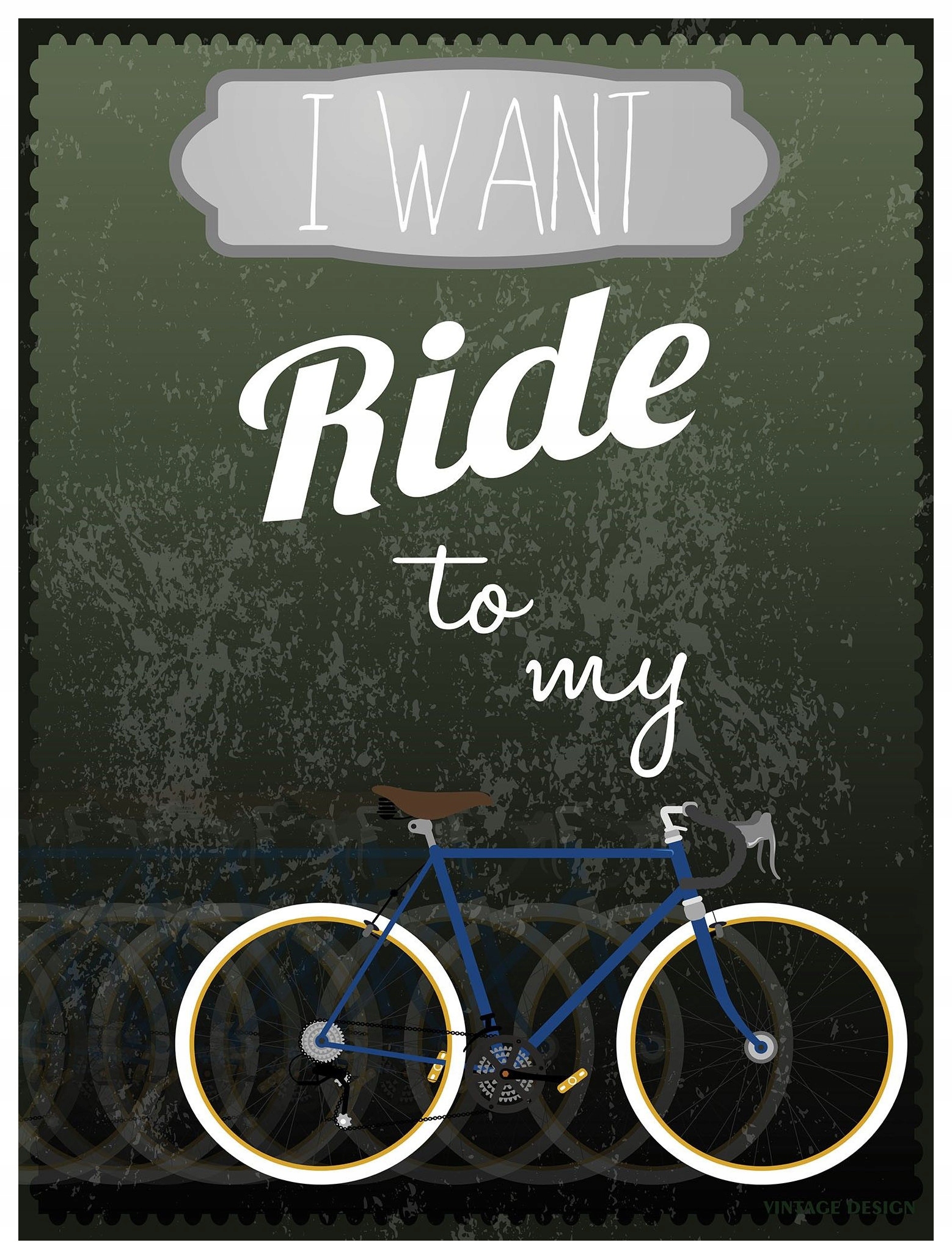 Fototapeta Kolo Vintage Retro I Want Ride na pozadí stěny 206x275 lepidlo