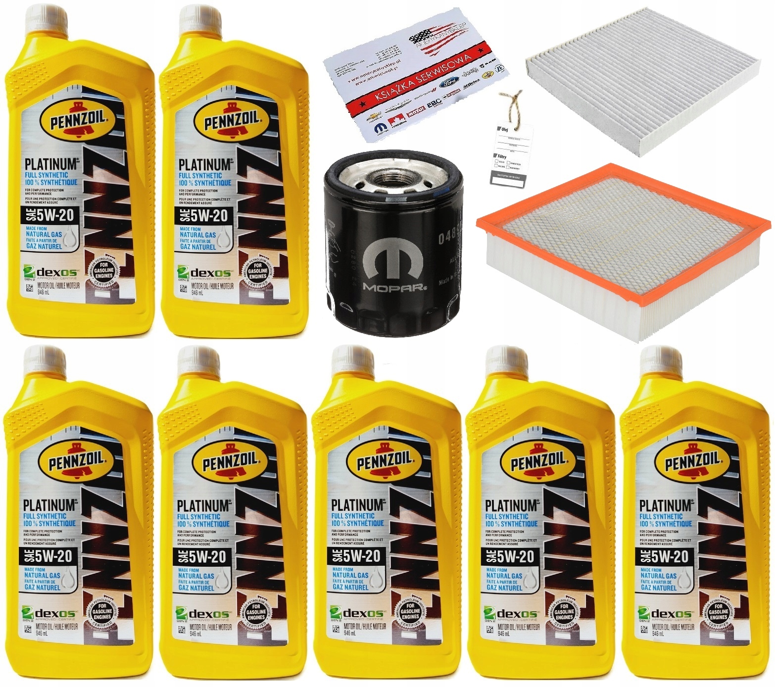 PENNZOIL 5W20 6,7L + FILTRY GRAND CHEROKEE 16-20