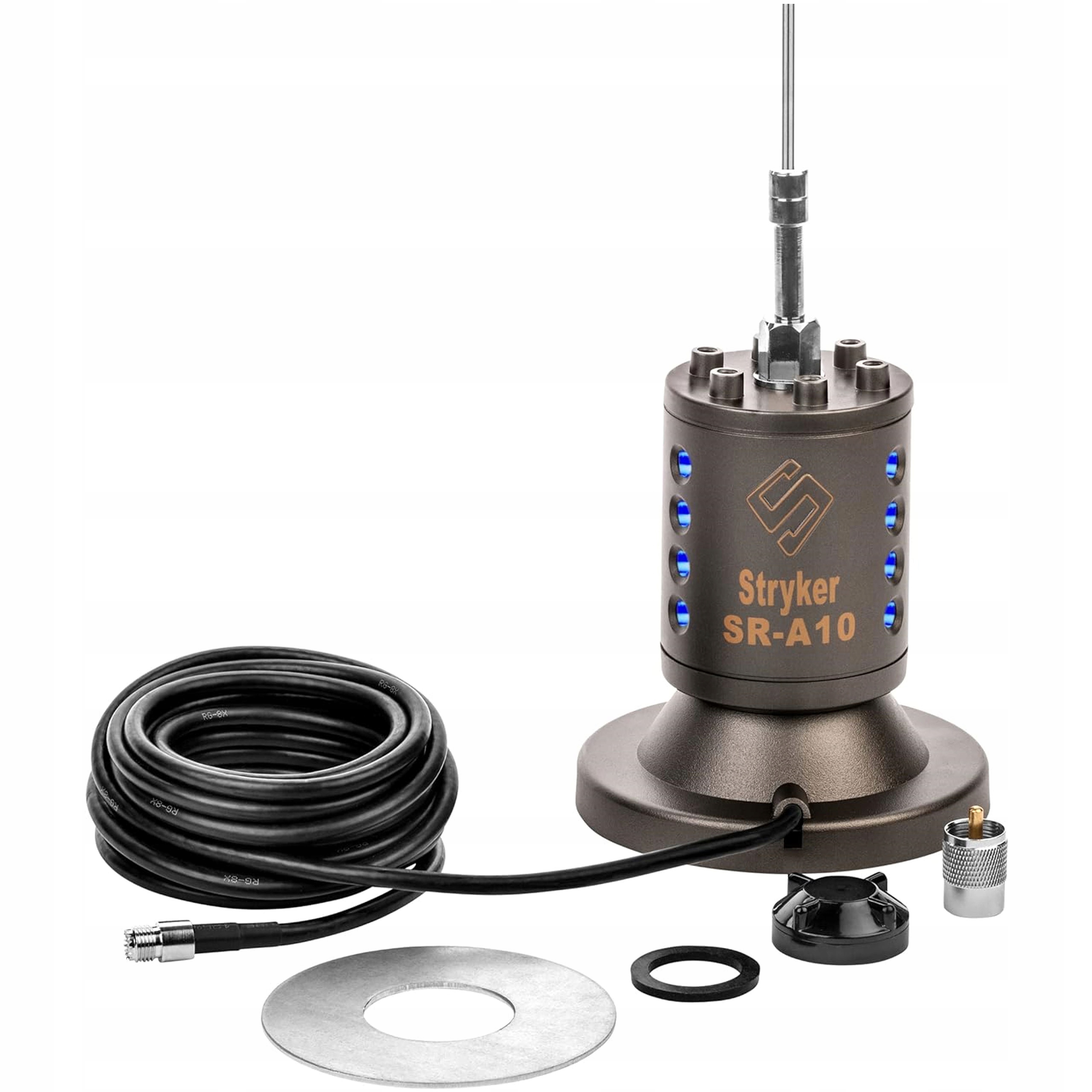 výkonná Cb anténa Stryker SR-A10MM 180 cm 10000 W základna 12,5 cm Led