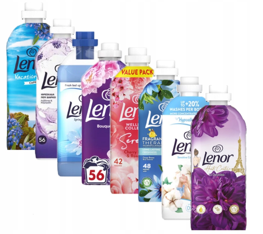 Lenor 1.2L Płyn do płukania 1200ml zestaw 8 szt MIX 384 prań
