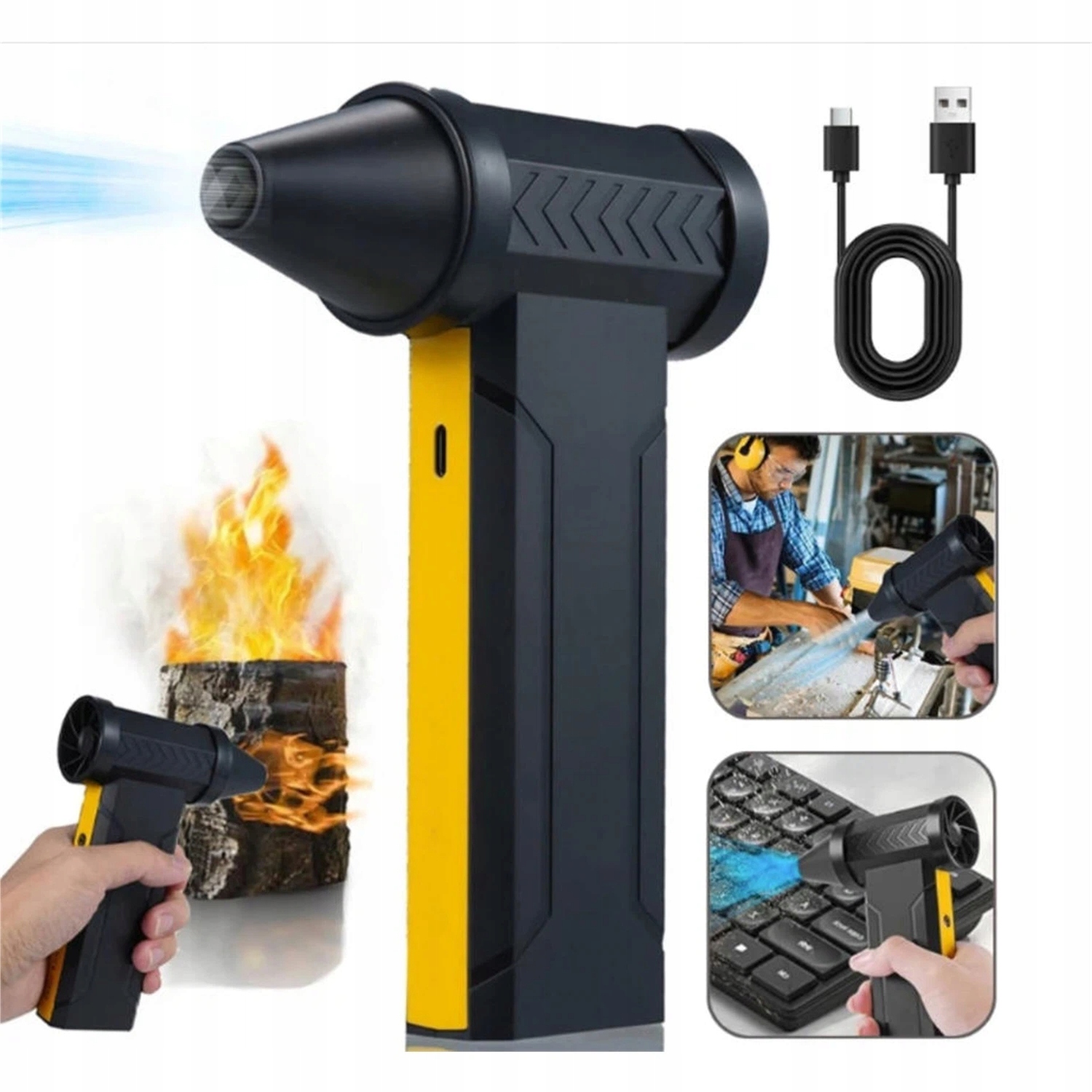 Přenosný Foukač Pro Čištění Zařízení 200 W, 3 Úrovně Větru 10000 Mah