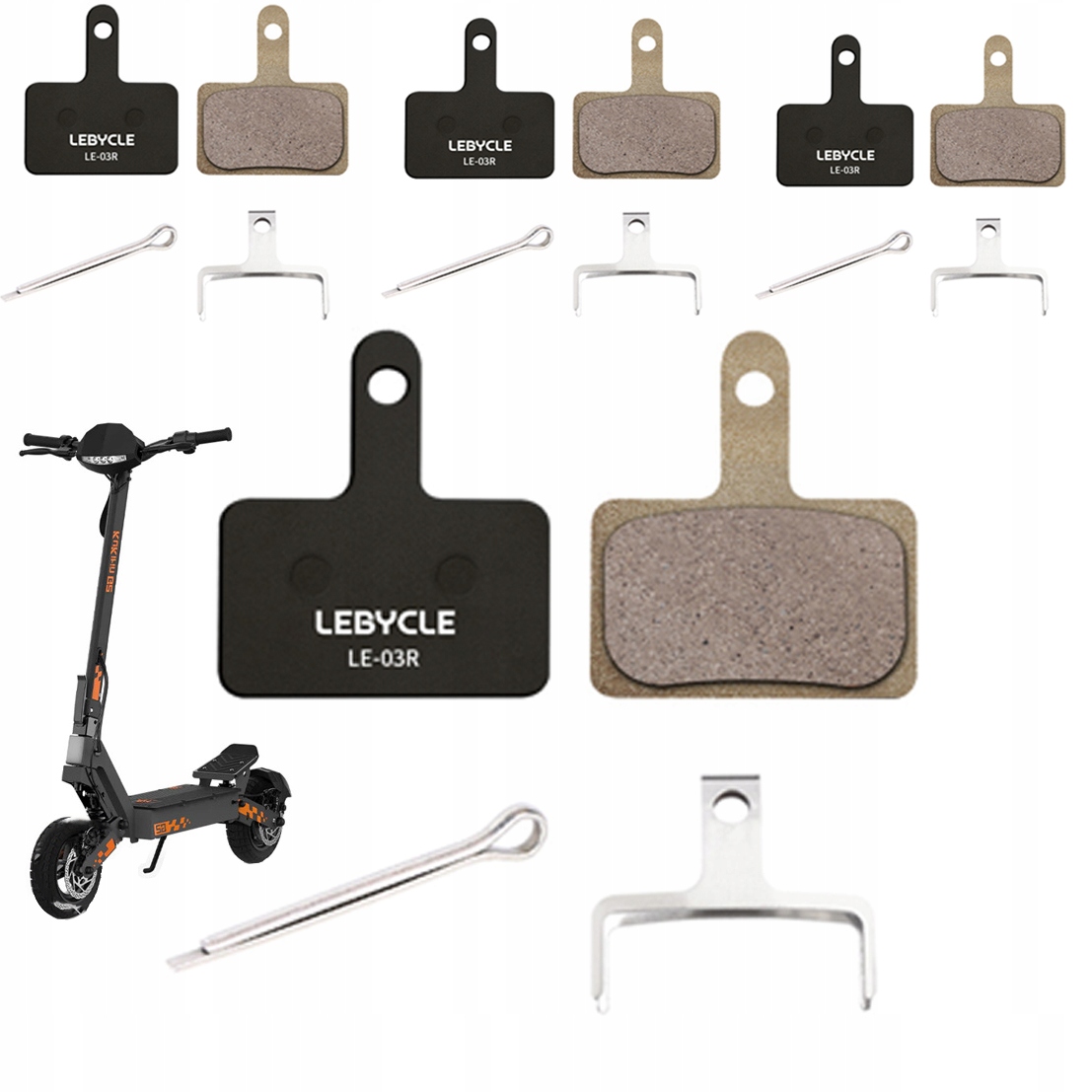 8X Klocki Hamulcowe Kukirin G3 Pro, G2 Master, G4, Ausom Tibo Epic Półmetal