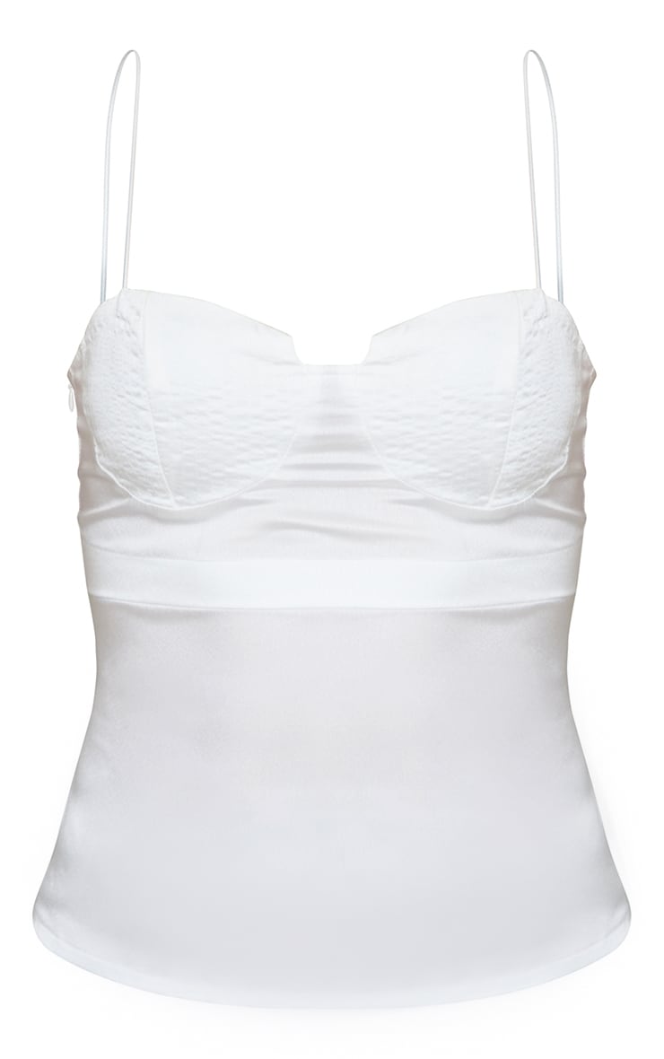 PRETTYLITTLETHING BLUZKA TOP SATYNOWY BIAŁY 34 CAC