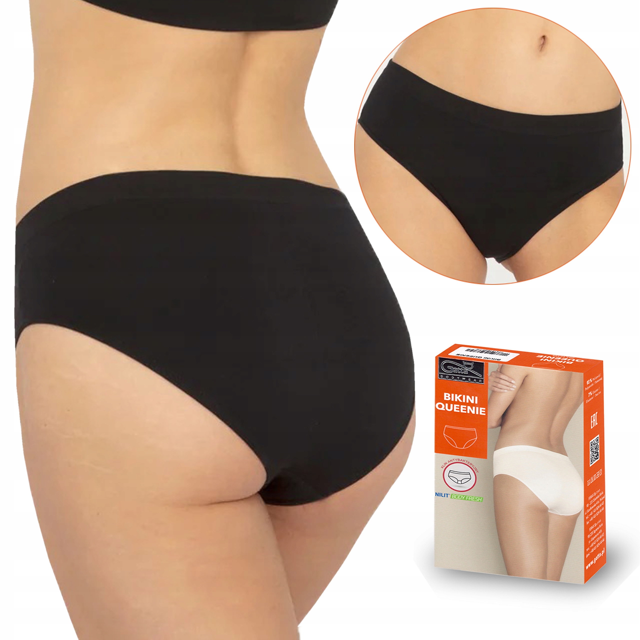 Gatta Bikini Queenie bezszwowe figi, czarne, S