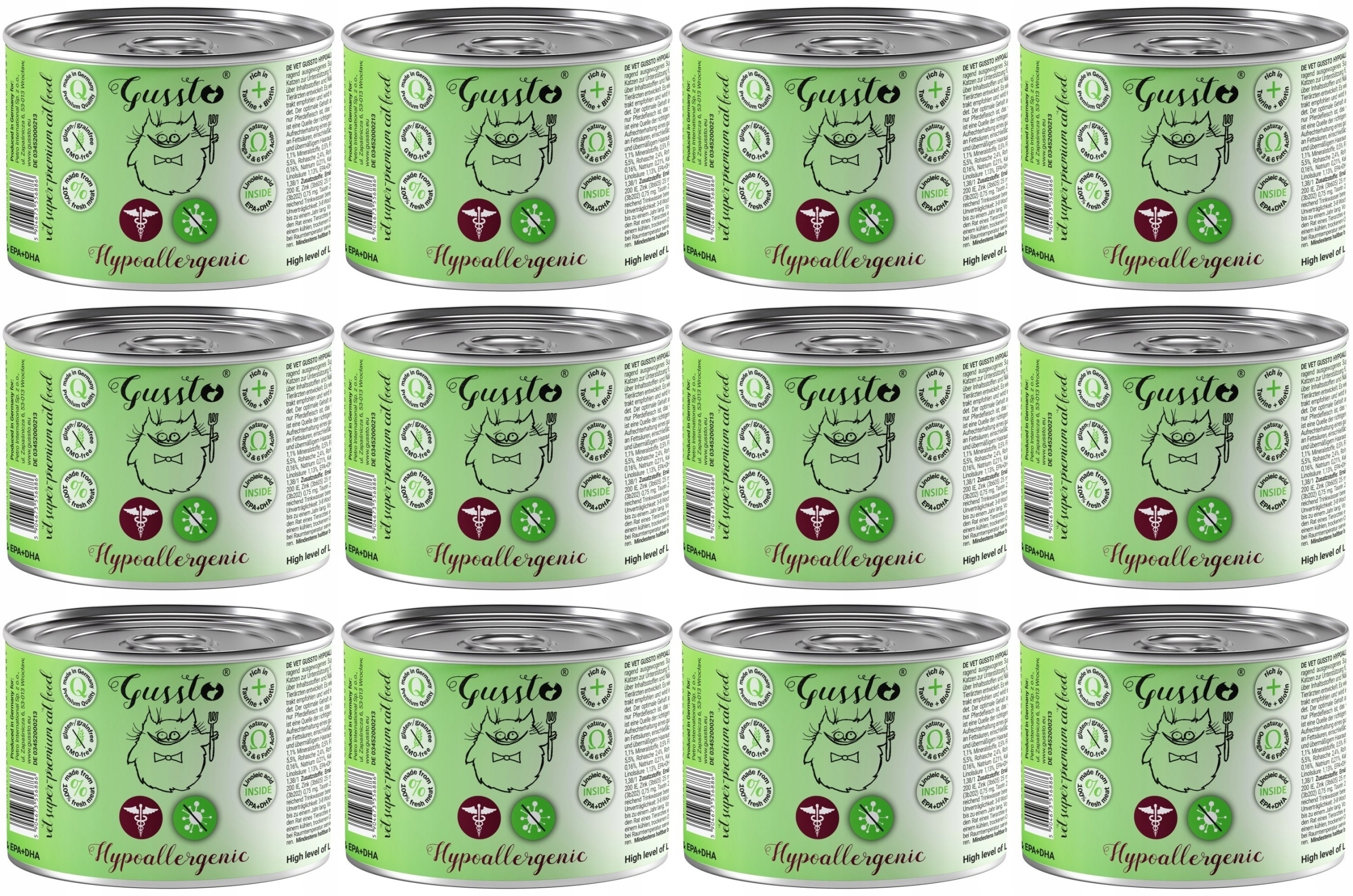 Gussto Cat Hypoallergenic 12 x 200 g