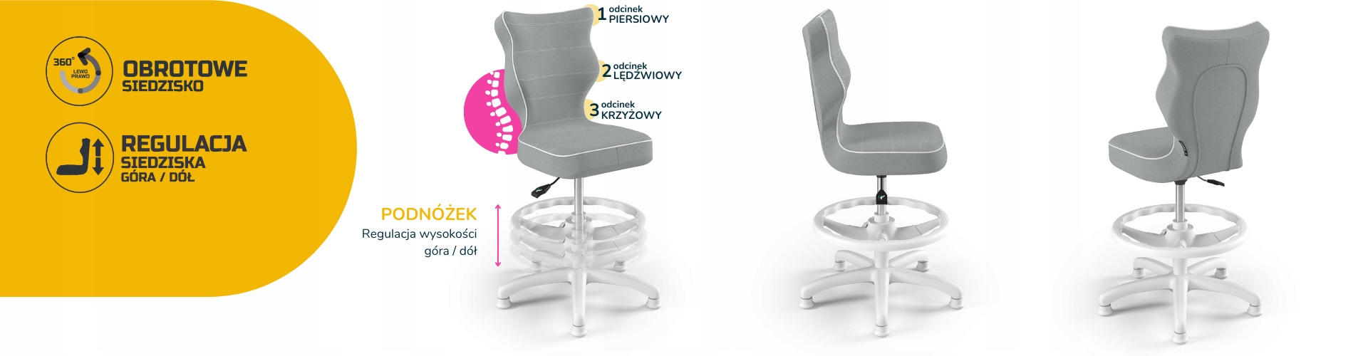 Krzesło fotel dziecięcy podnóżek szary roz. 4 Marka Entelo