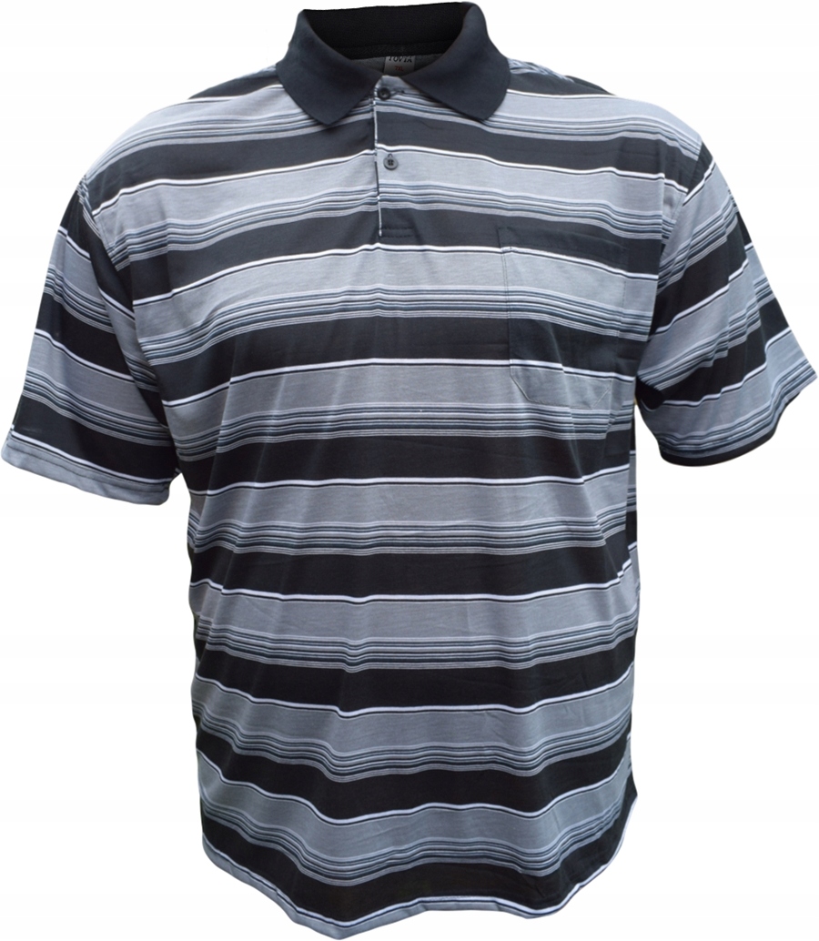 

01 Koszulka Polo W Paski T-shirt Czarna Roz. 6XL