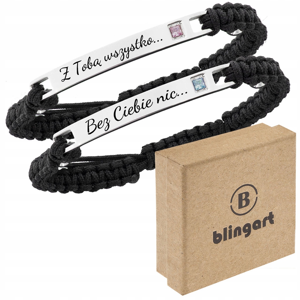 

Bransoletki dla Par sznurkowe z cyrkoniami Grawer