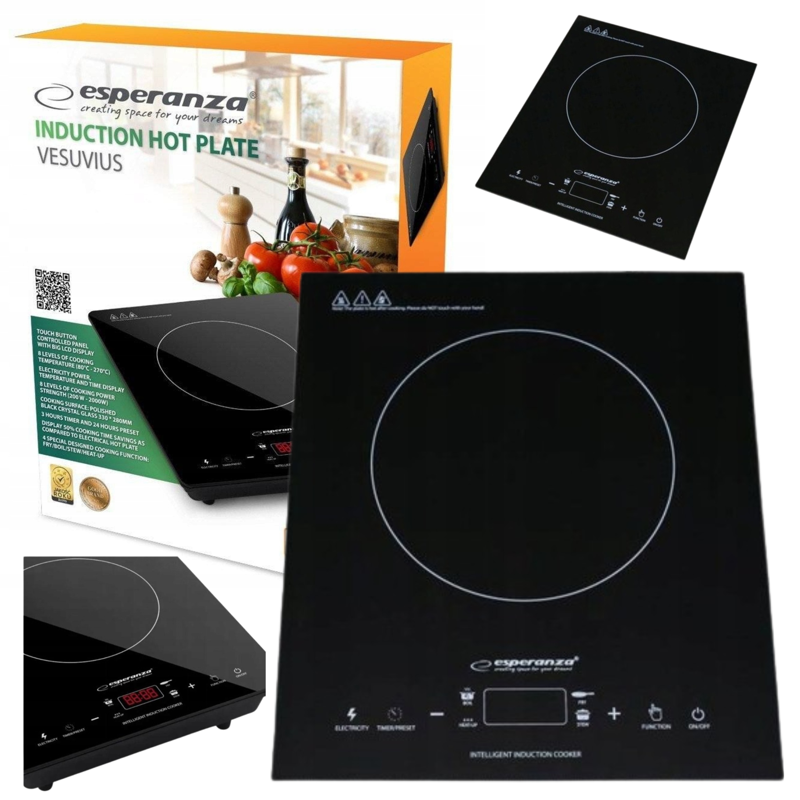 Kuchenka Płyta Indukcyjna Elektryczna Na Prąd Przenośna Indukcja 2000W