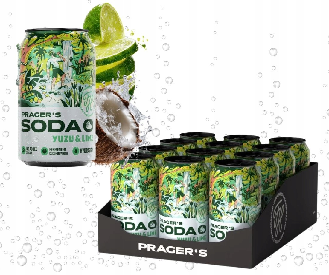 Napój Soda Yuzu&Lime z wodą kokosową 330ml Prager's