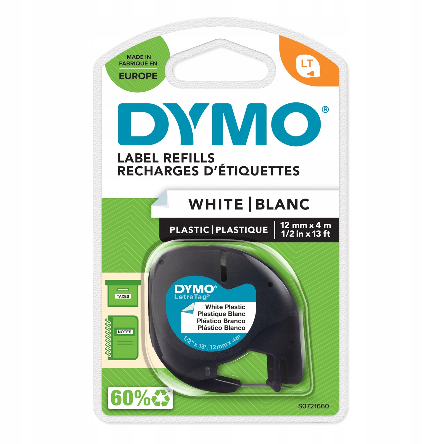 

Taśma Dymo LetraTag 12mm 4m plastik biała S0721660