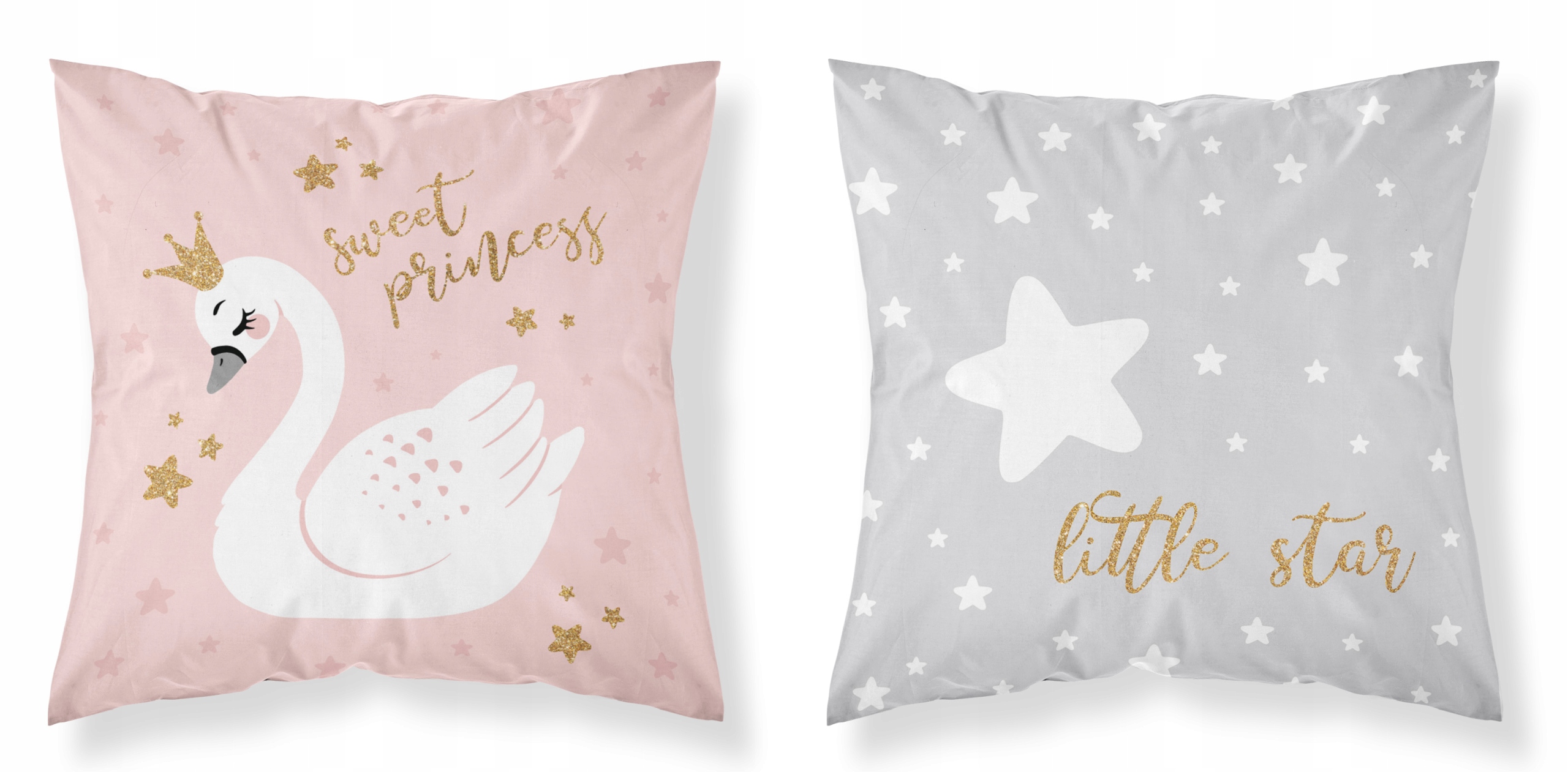 POSZEWKA NA PODUSZKĘ 40x40 JAŚKA ŁABĘDŹ KSIĘŻNICZKI GWIAZDKI