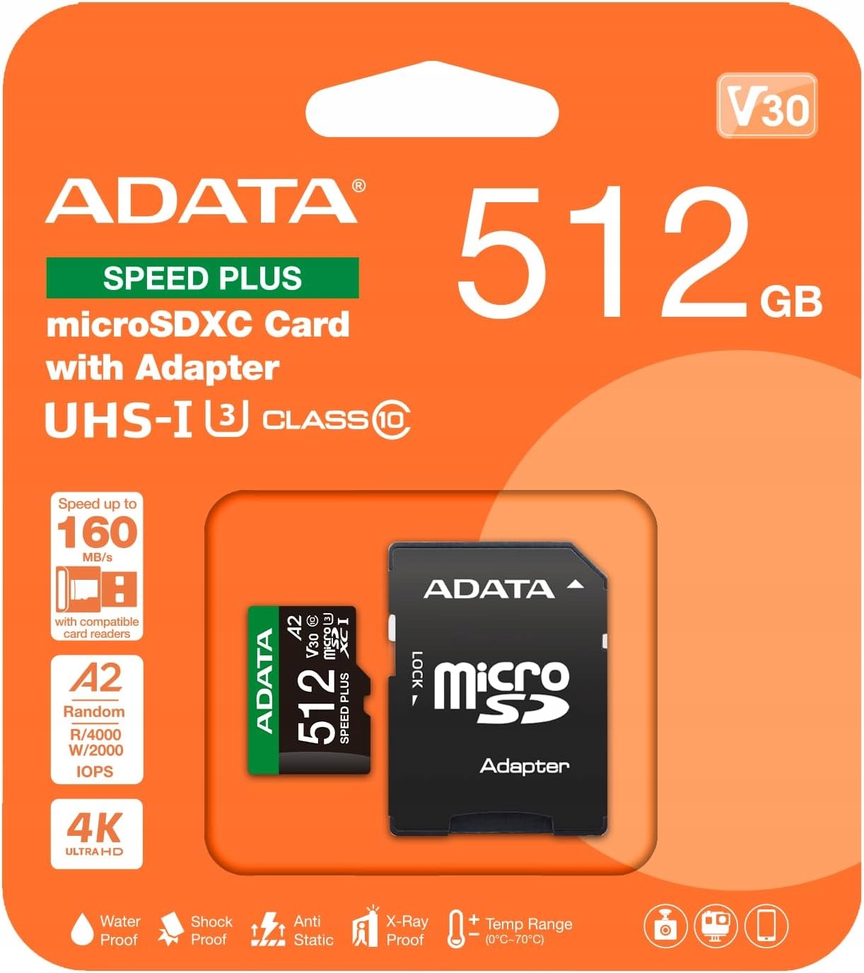 Adata UD512GUI3V30A2SP-RA1 paměťová karta Speed Plus 512 Gb microSD Sdxc