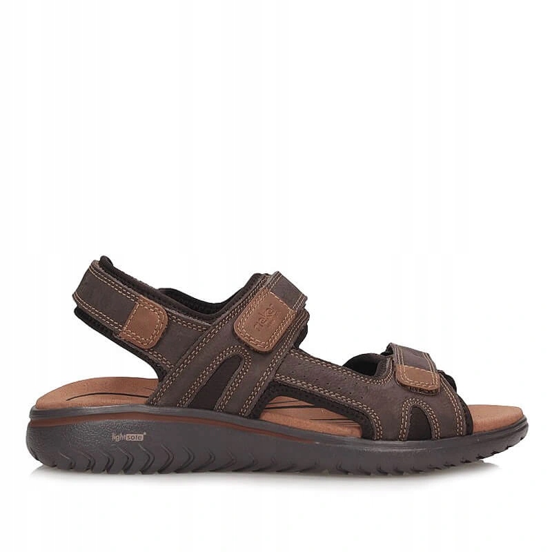 Pánské sandály Rieker 26450-26 hnědé na suchý zip, kožené