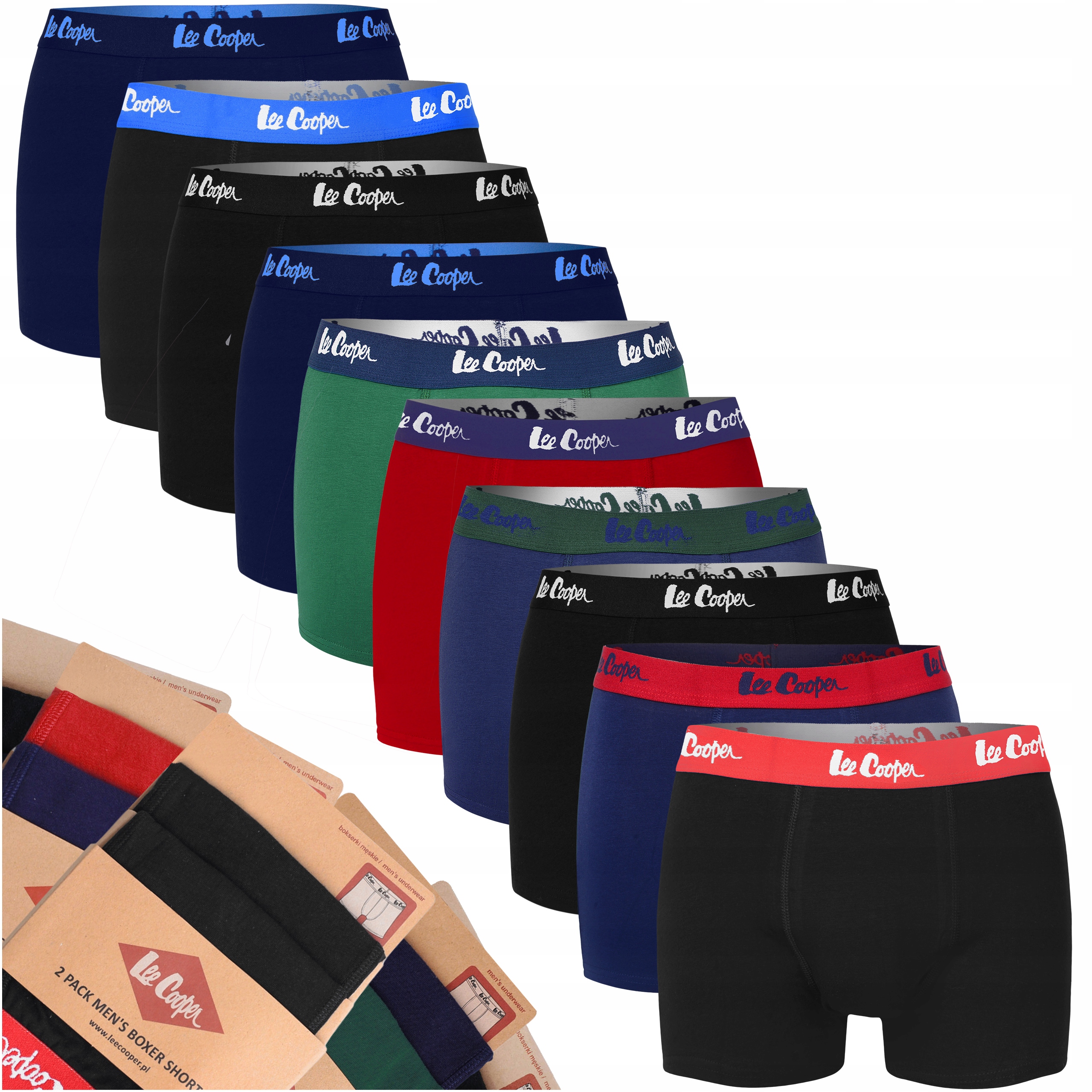 Lee Cooper Pánské boxerky Bavlna Logo Barevné 10 kusů BM11 Velikost M