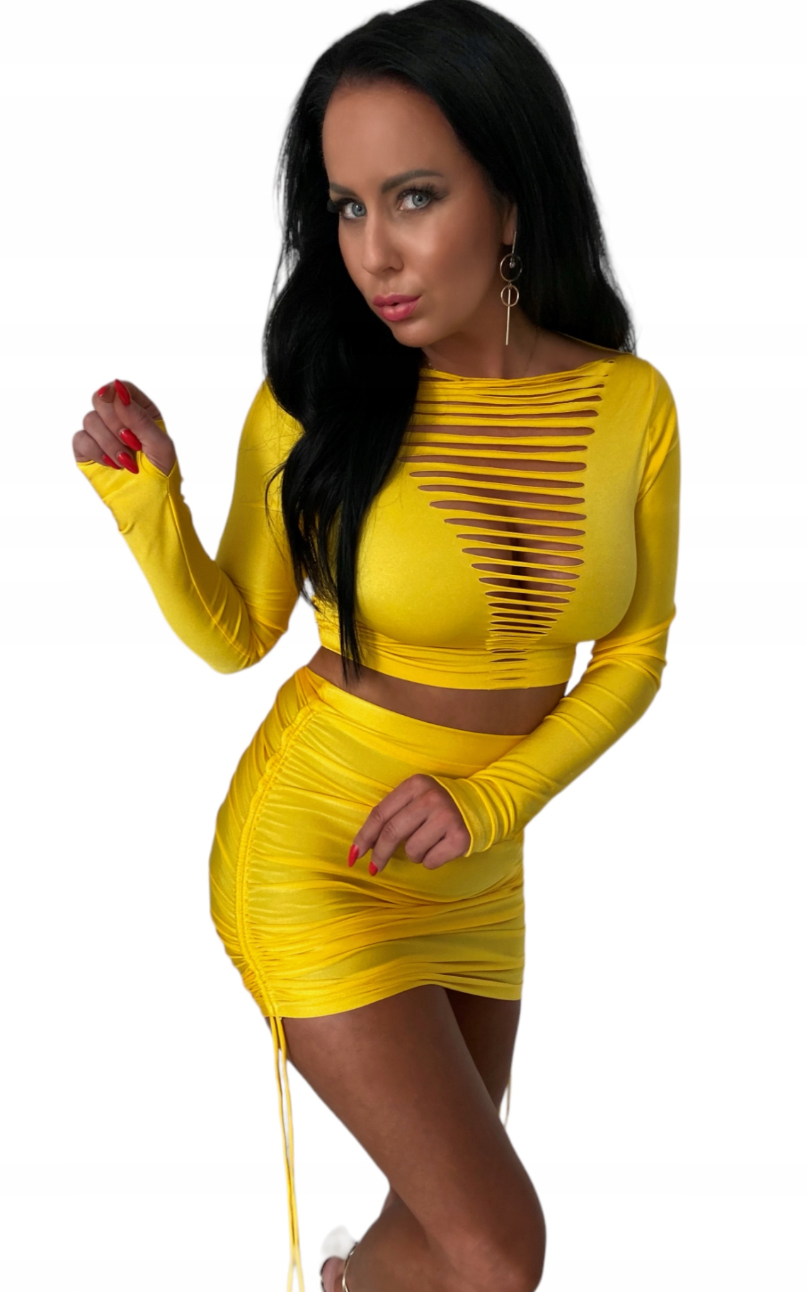 Dámská mini Sukně stužkové, sexy plisovaná, nastavitelná, elastická, velikost M 38