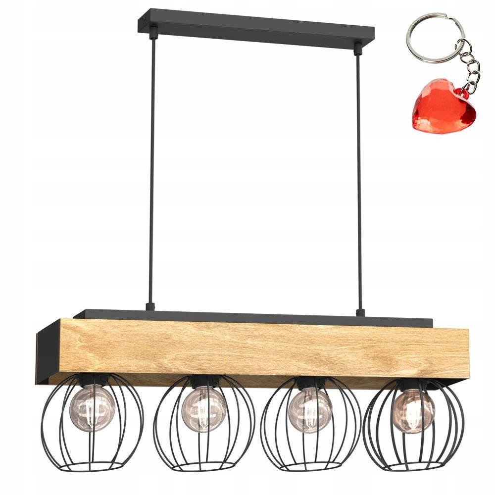 Drevená závesná lampa so štyrmi drôtenými tienidlami Menton 1641 Luminex