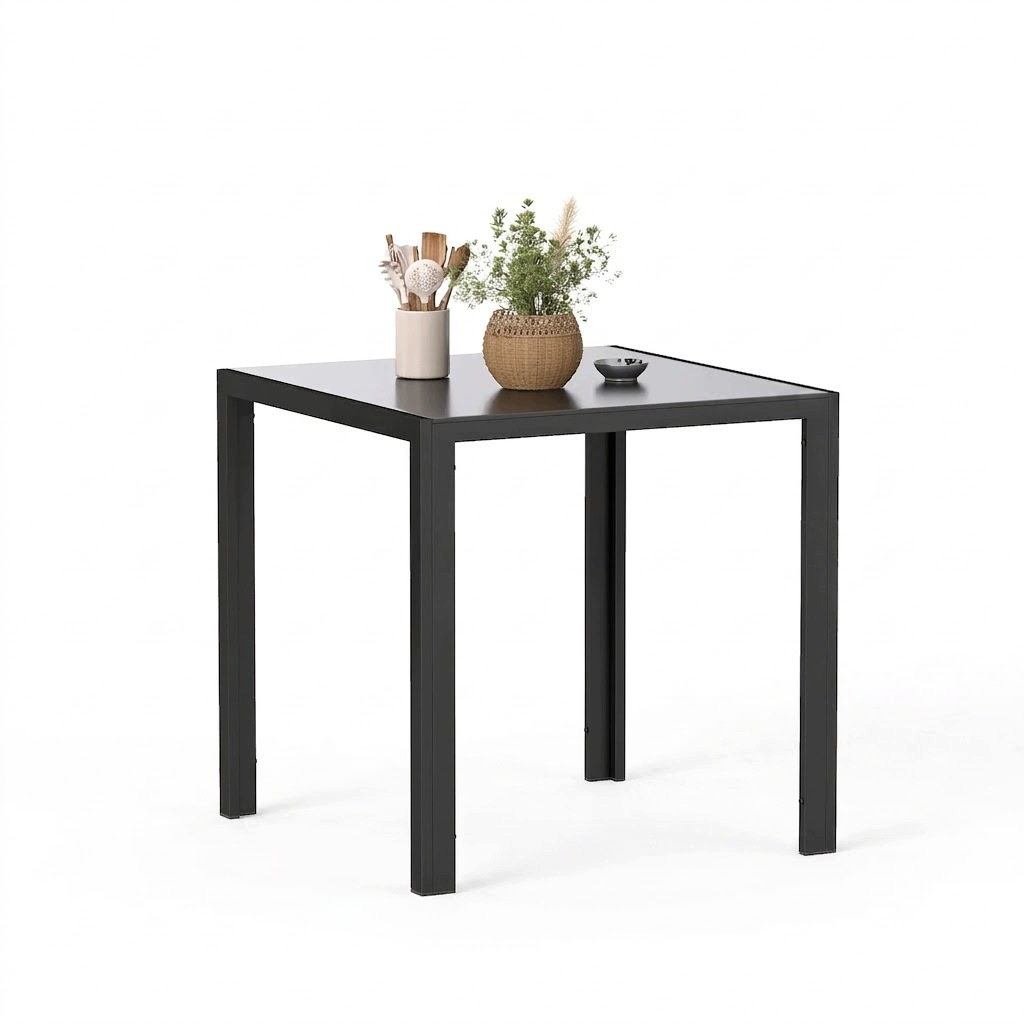 Kuchynský stôl zo skla Štvorcový 75x75 cm Loft Jedálenský stôl Homcom Čierny Nový