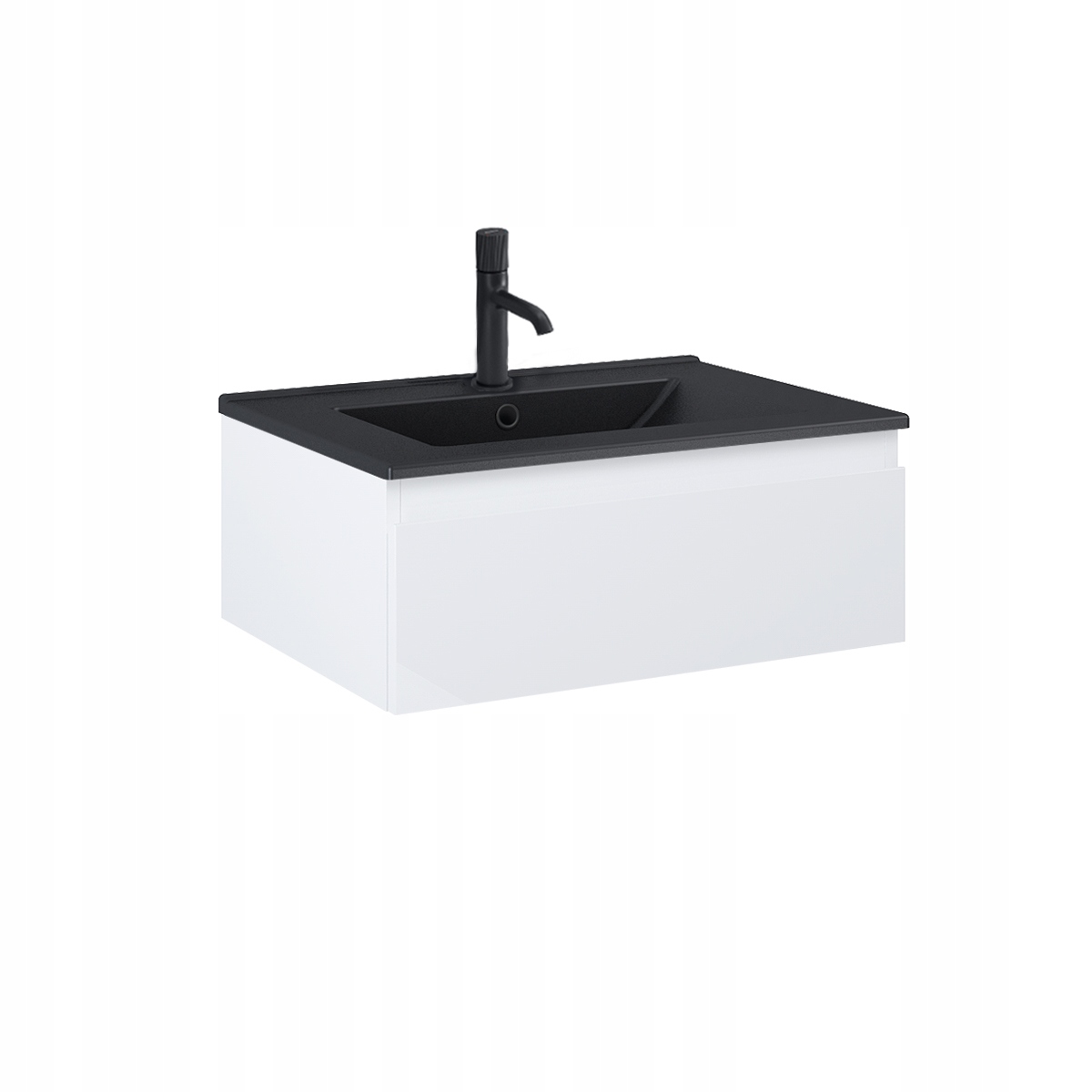 Szafka Z Umywalką 60 CM Czarny Mat/biały Połysk Oltens Vernal