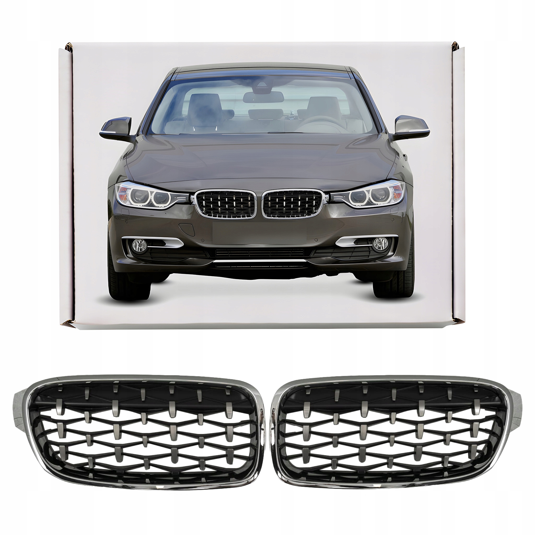 Bmw Séria 3 F30 11-18 Predný Nárazník Atrapa Predná Mriežka Nárazníka Chrom