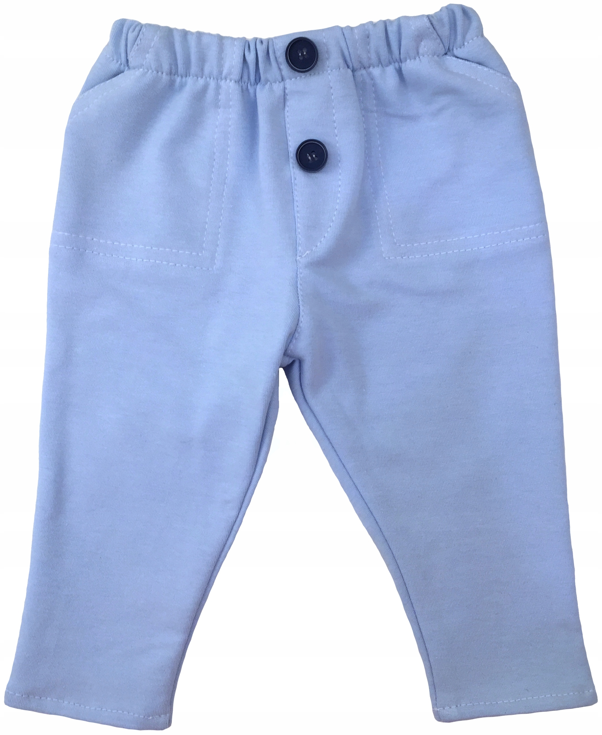 SPODNIE dresowe niebieskie na gumce 68 cm +4m