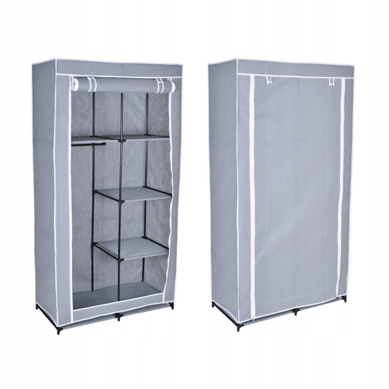 Textilní šatní skříň se 6 policemi Mirek šedá