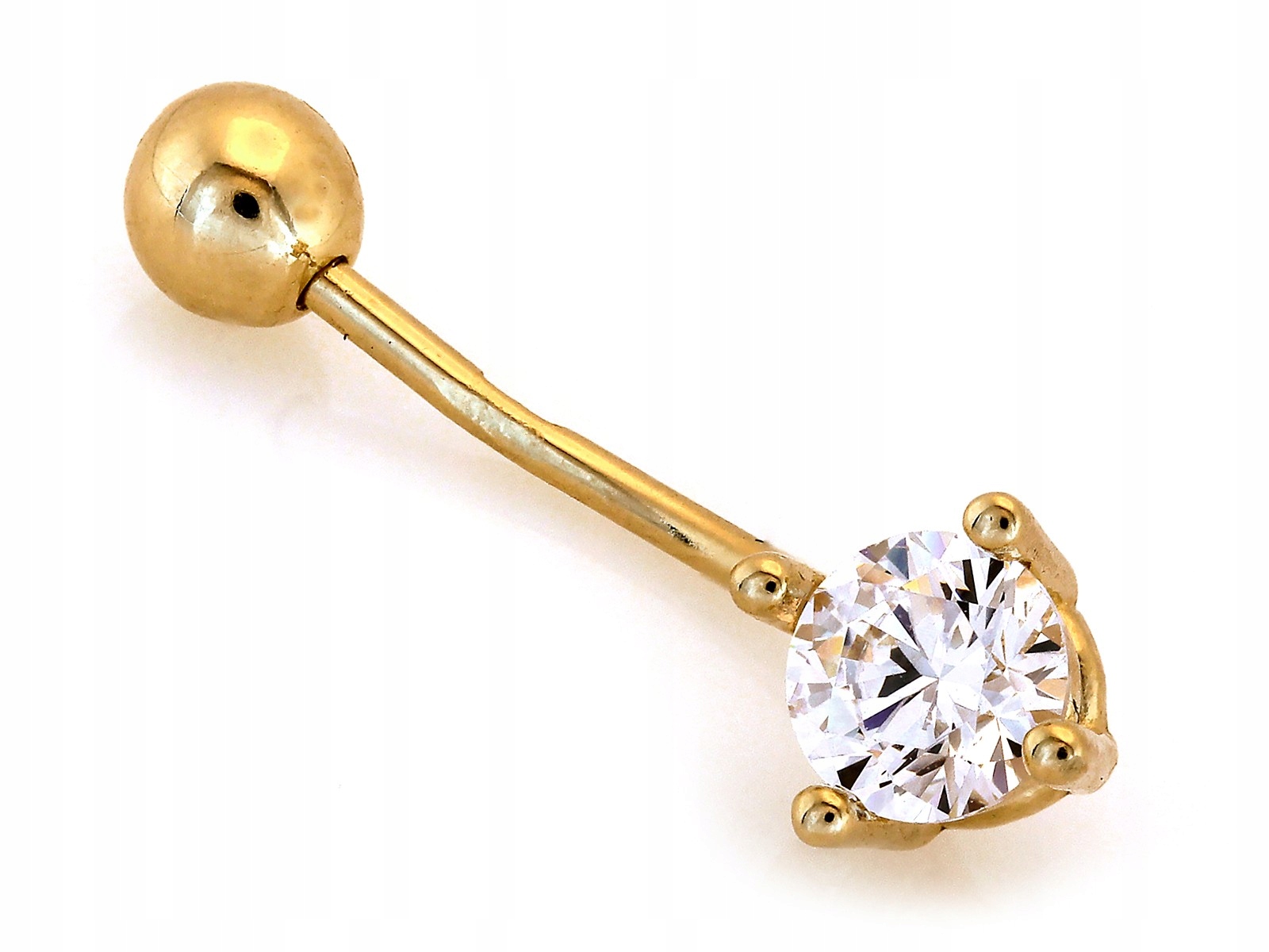 Zlatý piercing do pupíku s zirkonem 585, bílé kameny jako dárek
